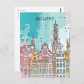 Antwerp Belgium Travel Briefkaart (Voorkant / Achterkant)