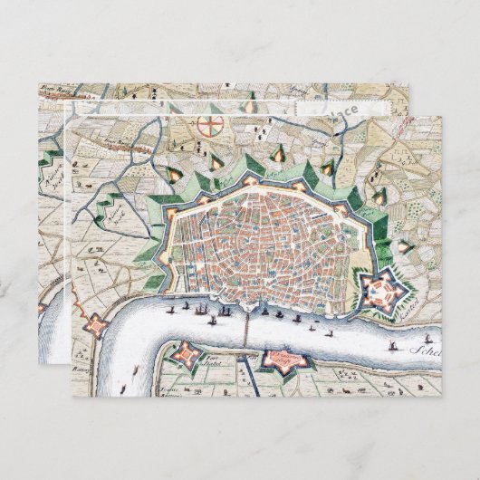 Antwerpen, Antwerpen - België Antiek kaart (Voorkant / Achterkant)