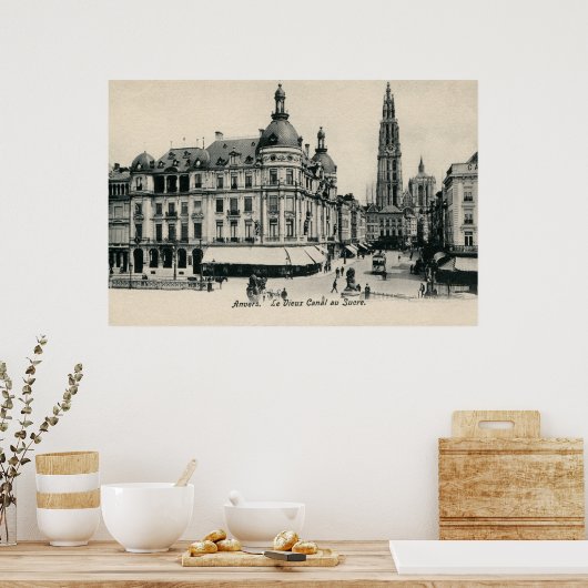  Antwerpen Antwerpen Suikerrui 1900 Poster (Keuken)