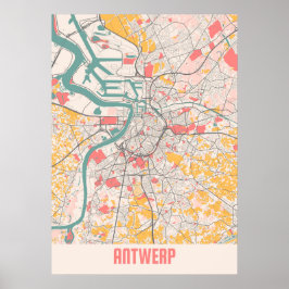 Antwerpen - België - Kaart stad Chalk Poster