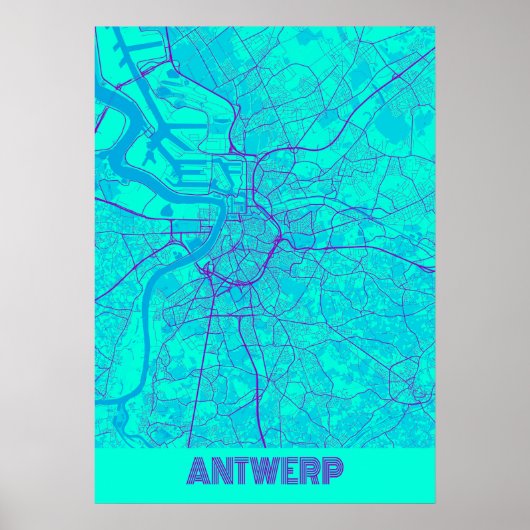 Antwerpen - België - kaart van de stad Galaxy Poster (Voorkant)