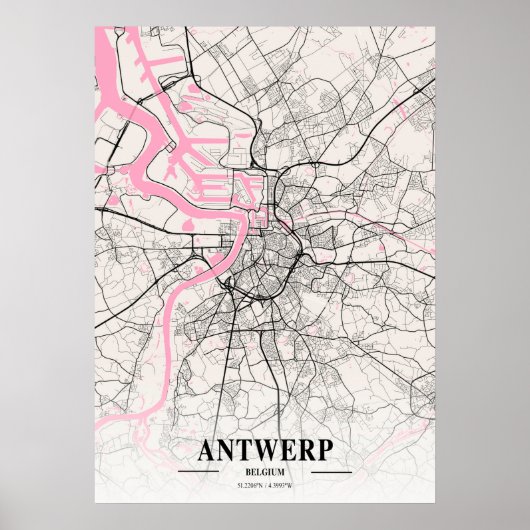 Antwerpen - België Neapolitan City Map Poster (Voorkant)