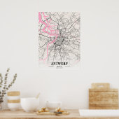 Antwerpen - België Neapolitan City Map Poster (Keuken)