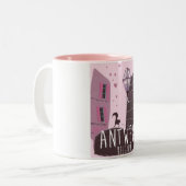 Antwerpen, België Reisposter Tweekleurige Koffiemok (Voorkant links)