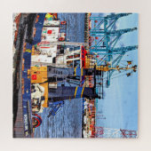 Antwerpen, België schilderachtig foto met sleepboo Legpuzzel (Horizontaal)