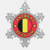 Antwerpen België Tin Sneeuwvlok Ornament (Voorkant)
