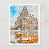 Antwerpen België Travel Place Waterverf Briefkaart (Voorkant)
