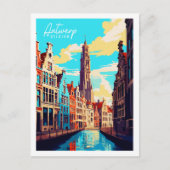 Antwerpen België vintage reisplaats illustratie Briefkaart (Voorkant)