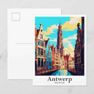 Antwerpen België Vintage reisportret Briefkaart