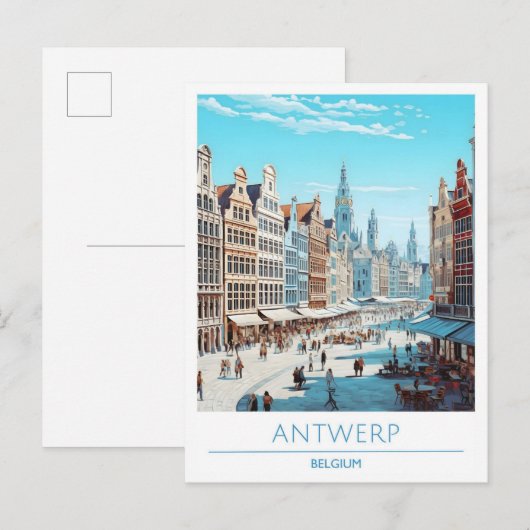 Antwerpen België Vintage Travel Briefkaart (Voorkant / Achterkant)