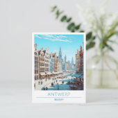 Antwerpen België Vintage Travel Briefkaart (Staand voorkant)