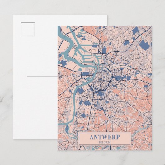 Antwerpen België Winderige Stad Kaart Reizen (Voorkant / Achterkant)