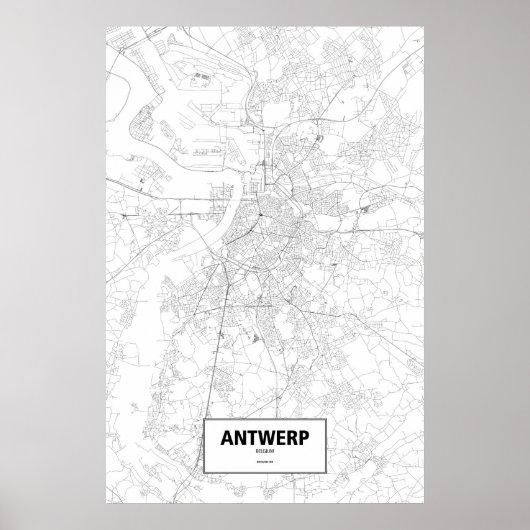 Antwerpen, België (zwart op wit) Poster (Voorkant)