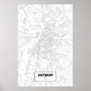 Antwerpen, België (zwart op wit) Poster