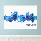 Antwerpen Belgium Skyline Blue Canvas Afdruk (Insitu (Houten vloer))