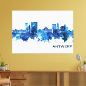 Antwerpen Belgium Skyline Blue Canvas Afdruk (Insitu (Woonkamer))