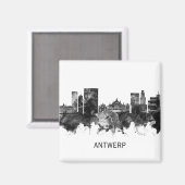Antwerpen Belgium Skyline BW Magneet (Voorkant / Achterkant)
