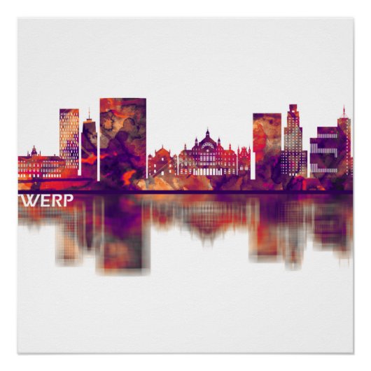 Antwerpen Belgium Skyline Perfect Poster (Voorkant)