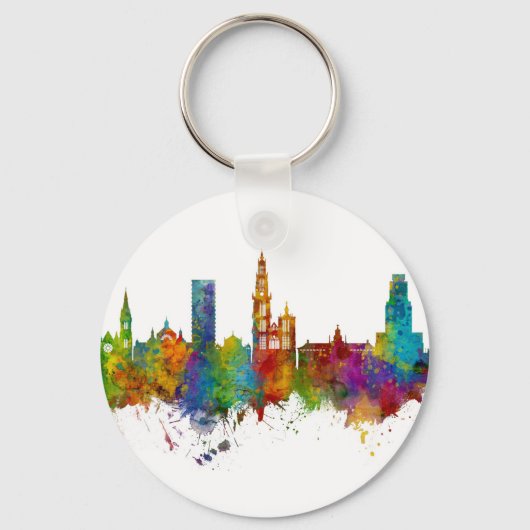Antwerpen Belgium Skyline Sleutelhanger (Voorkant)