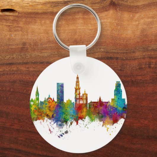 Antwerpen Belgium Skyline Sleutelhanger (Voorkant)