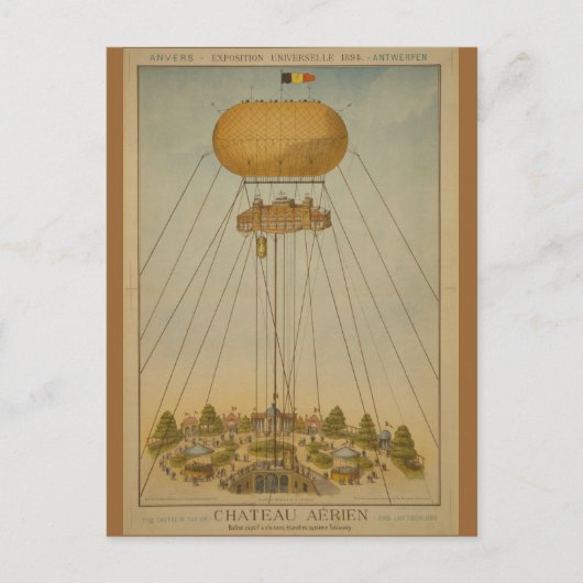 Antwerpen Expo 1894 Air Castle Balloon Briefkaart (Voorkant)