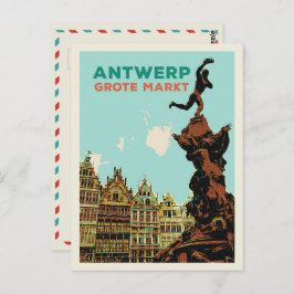 Antwerpen Grote Markt illustratie België Briefkaar Briefkaart