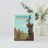 Antwerpen Grote Markt illustratie België Briefkaar Briefkaart (Staand voorkant)
