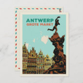 Antwerpen Grote Markt illustratie België Briefkaar Briefkaart (Voorkant / Achterkant)