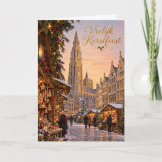 Antwerpen Kerstmarkt Prettig Kerstfeest Feestdagen Kaart