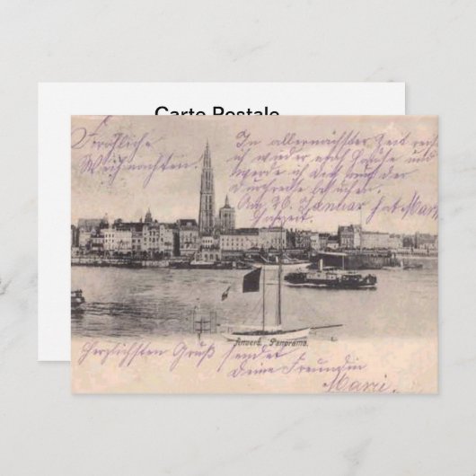 Antwerpen, replica card c. 1900 briefkaart (Voorkant / Achterkant)