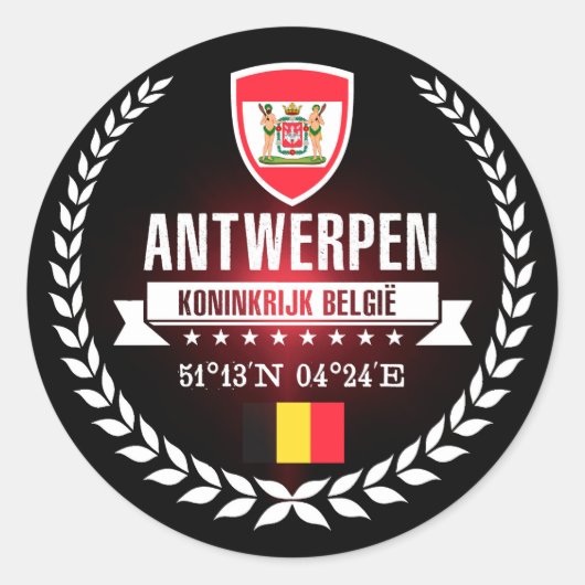 Antwerpen Ronde Sticker (Voorkant)