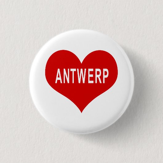 ANTWERPEN Rood Liefdeshart Ronde Button 3,2 Cm (Voorkant)