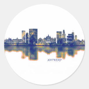 Antwerpen Skyline Ronde Sticker