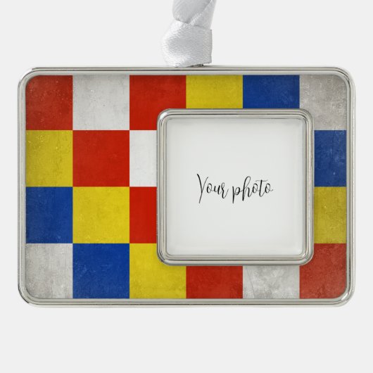 Antwerpen Verzilverd Omlijst Ornament (Voorkant)