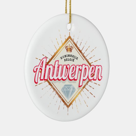 Antwerpen Vlaanderen België Retro  Souvenir Keramisch Ornament (Rechts)