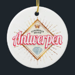 Antwerpen Vlaanderen België Retro  Souvenir Keramisch Ornament<br><div class="desc">Antwerpen in Vlaanderen België ontwerpt souvenir voor Europese vakantie en vakantie. Antwerpen retro kunstwerk in België als souvenir voor Europa en Vlaanderen. Antwerpen lifestyle voor stedelijke backpackers en Belgische stedentrips. Antwerpen in Vlaanderen en België en de Europese Unie (EU) vakantie. stadsontwerp souvenir. Antwerpen retro stadsontwerp voor reizen naar Antwerpen of...</div>