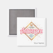 Antwerpen Vlaanderen België Retro Souvenir Magneet (Voorkant / Achterkant)