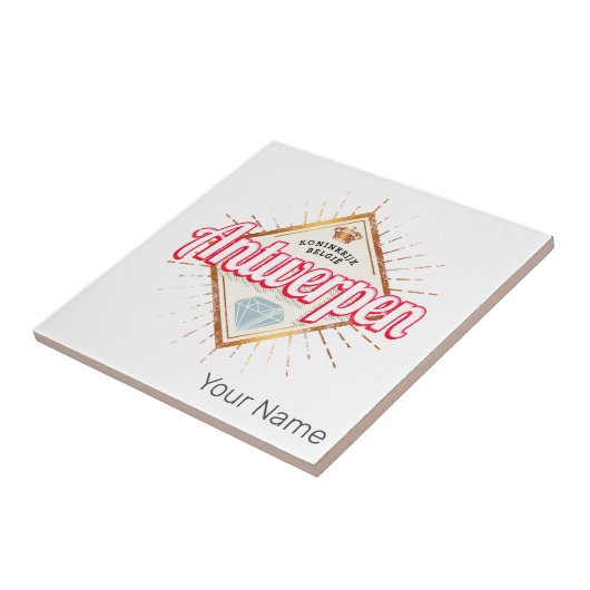 Antwerpen Vlaanderen België Retro  Souvenir Tegeltje (Zijkant)