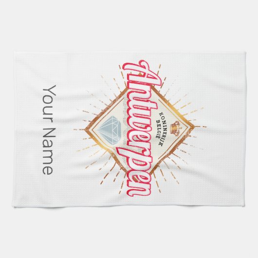 Antwerpen Vlaanderen België Retro Souvenir Theedoek (Horizontaal)