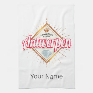 Antwerpen Vlaanderen België Retro Souvenir Theedoek