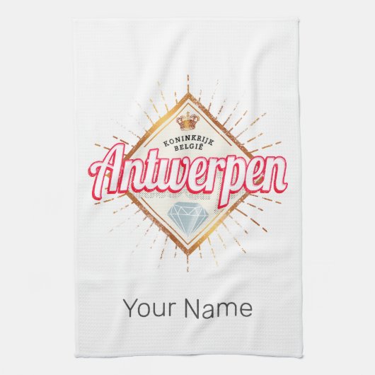 Antwerpen Vlaanderen België Retro Souvenir Theedoek (Verticaal)