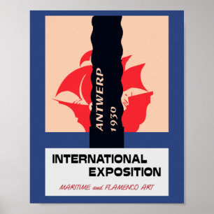 Antwerpse retro  maritiem en flamenco expo poster