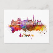 Antwerpse skyline in waterverf briefkaart (Voorkant)