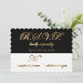 Antwoord Antwoord Huwelijk RSVP Zwart Wit Goud Kaart (Staand voorkant)