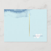 antwoord : blauwe waterverf bruiloft rsvp uitnodiging briefkaart (Achterkant)