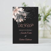 Antwoord Bruiloft Blozend Perzik Roze Houtskool Bl Kaart (Staand voorkant)