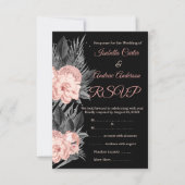 Antwoord Bruiloft Blush Perzik Houtskool Bloem Zwa Kaart (Voorkant)