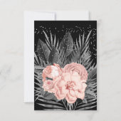 Antwoord Bruiloft Blush Perzik Houtskool Bloem Zwa Kaart (Achterkant)