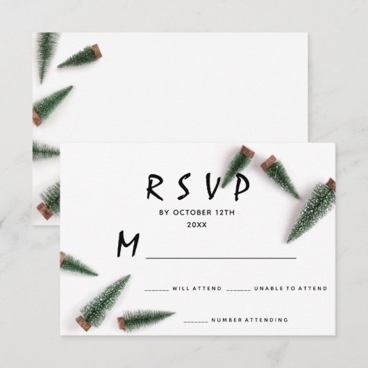 Antwoord bruiloft winter kerstvakantie wit groen (Voorkant / Achterkant)