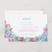 Antwoord Huwelijk Pastel Rustieke Succulenten Bloe (Voorkant / Achterkant)